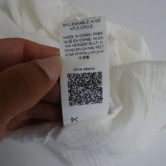 Shein One-Shoulder White Gauze Cotton Top Women Size M US Size 6 With Bow Detail - Picture 7 of 9